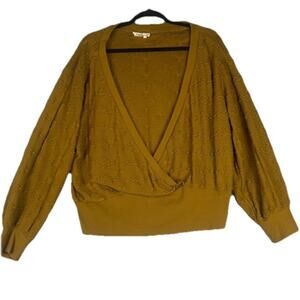 Anthropologie Cropped Textured Mustard Sweater size M
